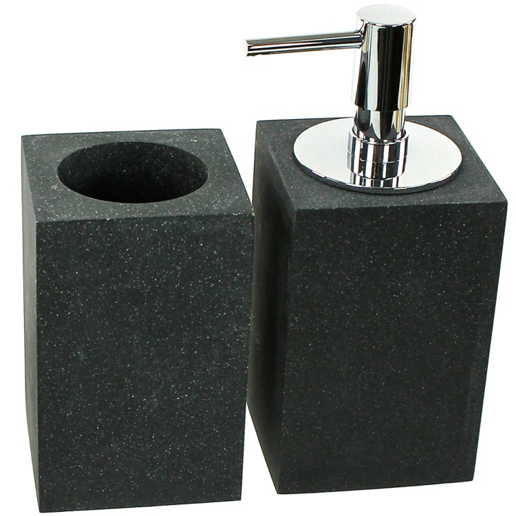 Gedy OL500-14 2 Piece Black Bathroom Accessory Set